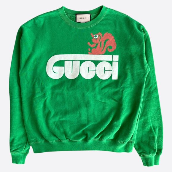 Gucci Green & White Squirrel Logo Sweater - Picture 1 of 7
